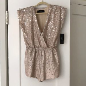 Akira | Champagne Pink Sequined Romper